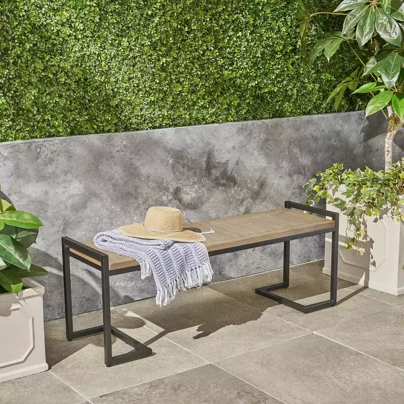 Hopkins Acacia & Iron Bench - Christopher Knight Home