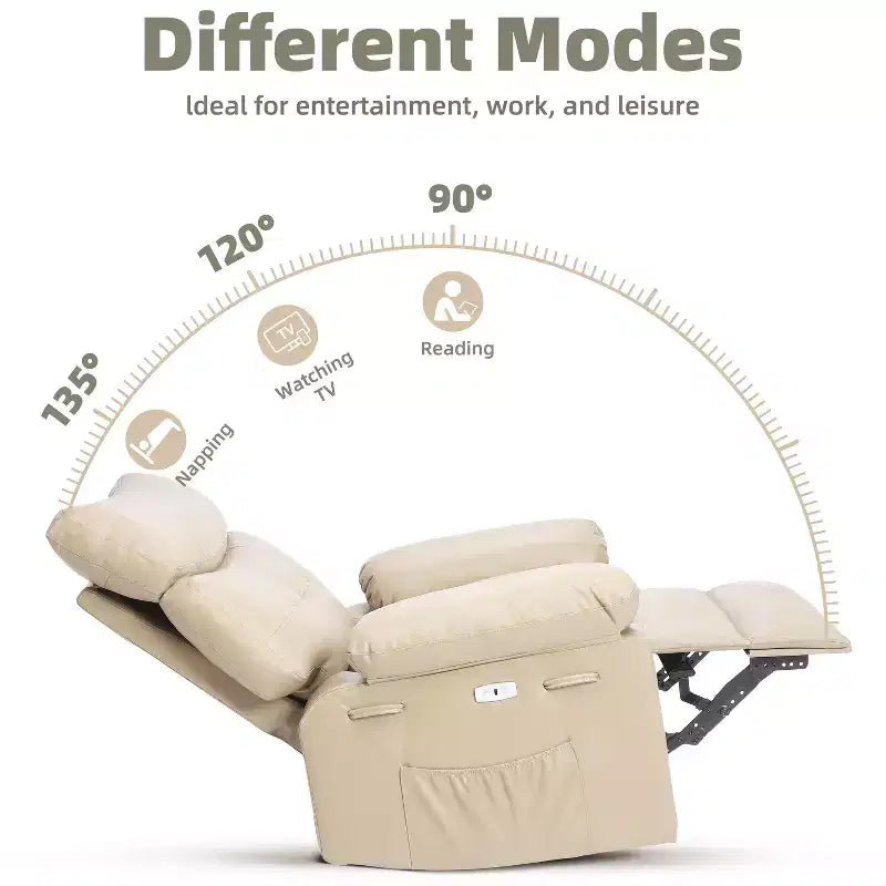 Extra-large massage and heated rocking chair, 360 rotating recliner, with remote control, cup holder and side pockets, ergonomically designed.