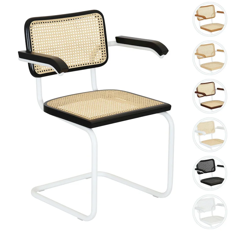 Cesca Cane Cantilever Armchair with White Steel Frame