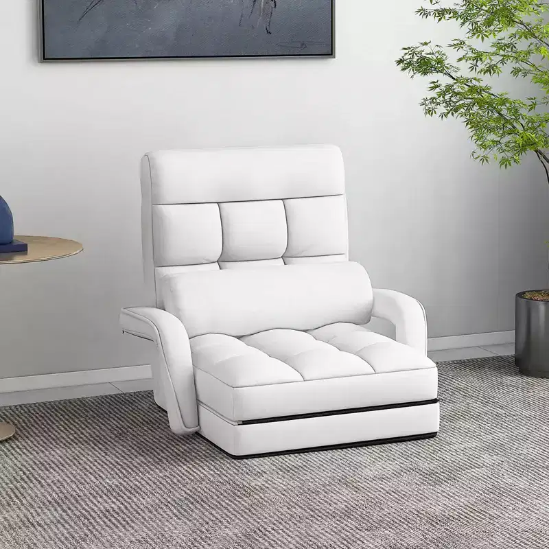 Costway Folding Lazy Sofa Chair with 6-Level Adjustable Backrest Detachable Seat Cushion