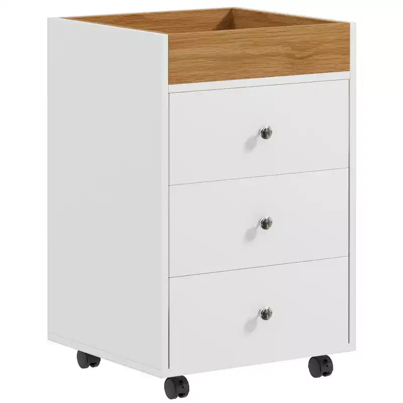HOMCOM 3 Drawer Vertical File Cabinet, Mobile Filing Cabinet with Removable Tray, Under Desk Printer Stand with Storage for Home Office