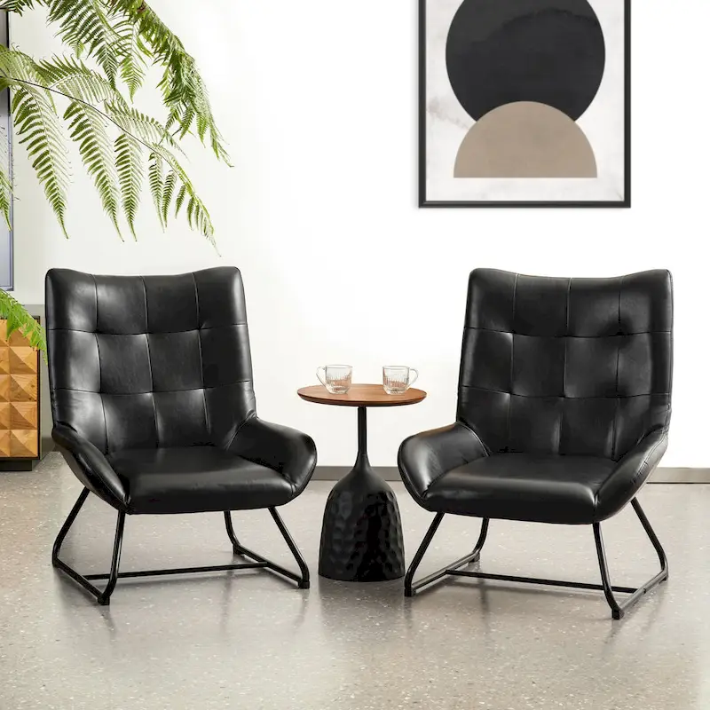 Set of 2 Wingback Accent Chairs with Metal Legs, 35.5