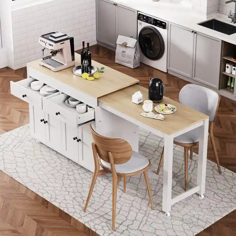 Kitchen Island with Extendable Dining Table