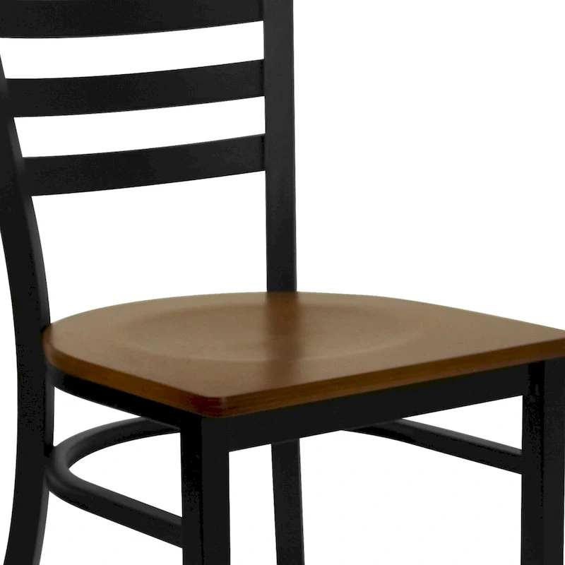 Ladder Back Metal Dining Chair with Wood Seat