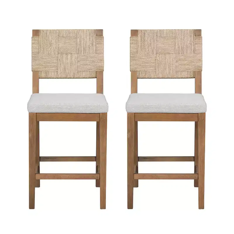 Christopher Knight Home Ororon Boho Rubberwood Rattan Upholstered Counter Stools (Set of 2)