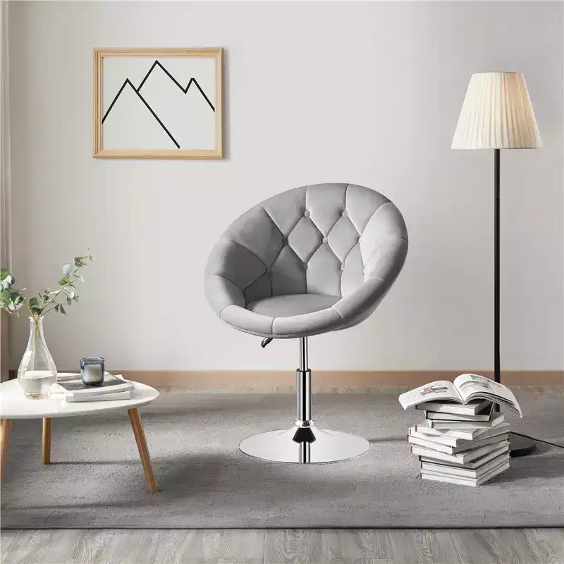 Yaheetech Swivel Tufted Height Adjustable Barrel Chair Accent Chair