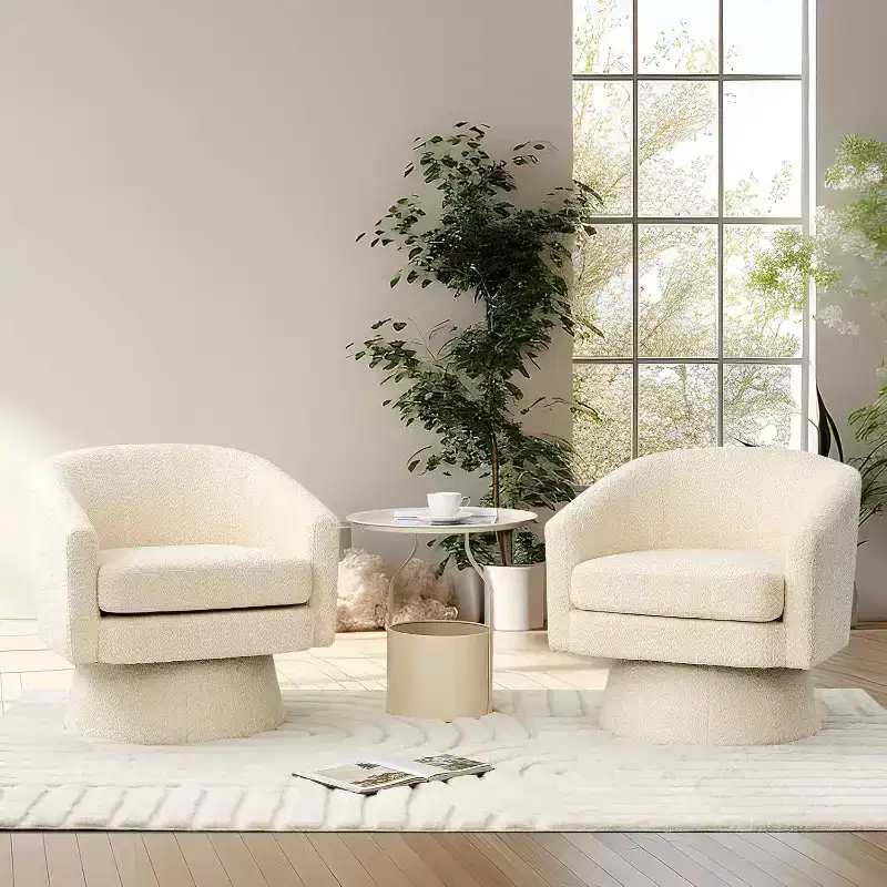 Swivel Accent Chair, 360 Chenille Swivel Lounge Reading Chair, Modern Single Sofa Lounge Armchair w/Storage Space for Living Room Bedroom