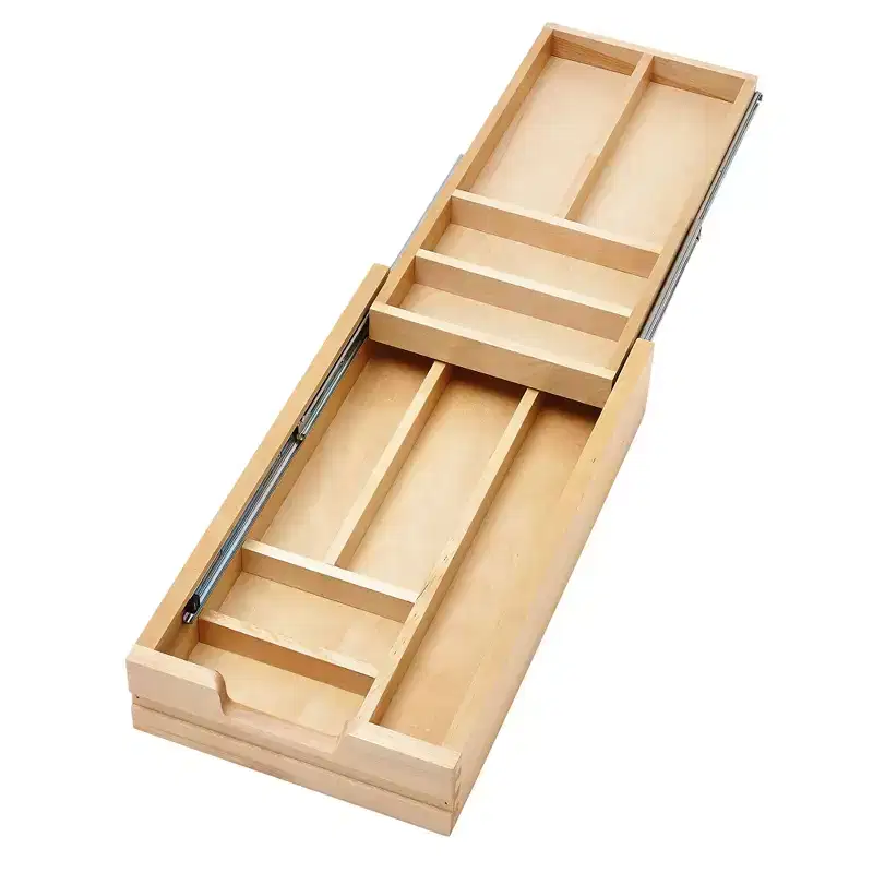 Rev-A-Shelf Kitchen Utensil & Cutlery Pullout Drawer Tray Organizer with Blumotion Soft Close Slides, Wood