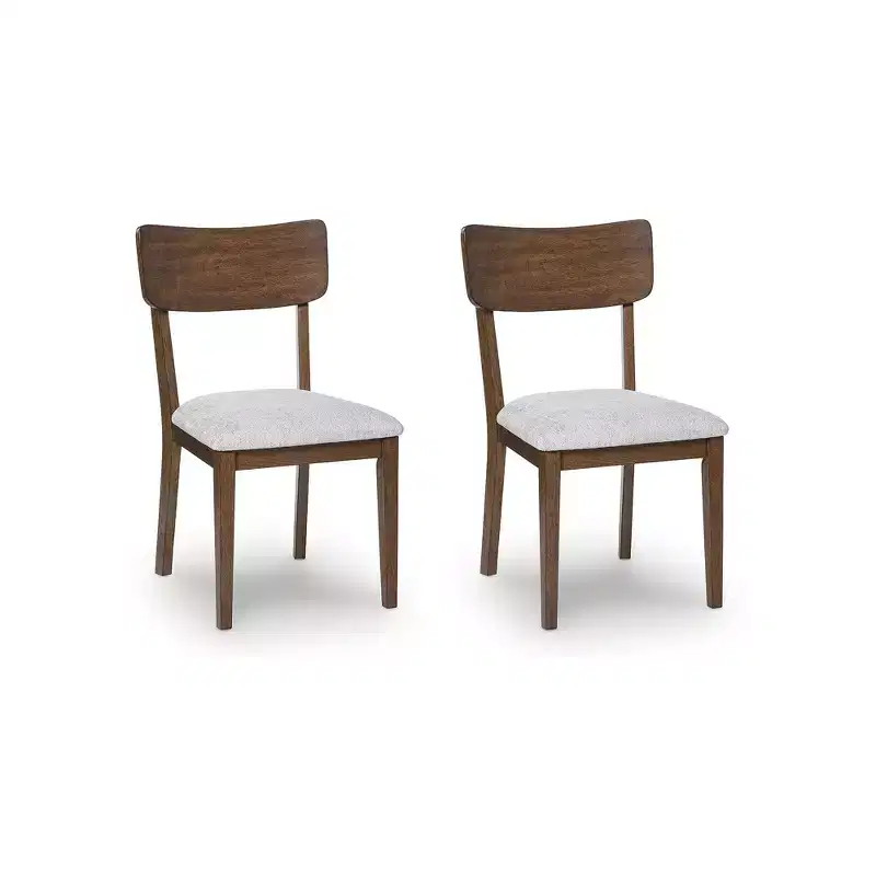 Signature Design by Ashley Allstream Dining Upholstered Side Chairs, Set of 2, Gray Polyester Seats with Brown Solid Wood Frame