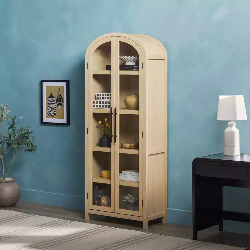 76" 5 Shelf Arched Bookcase Cabinet