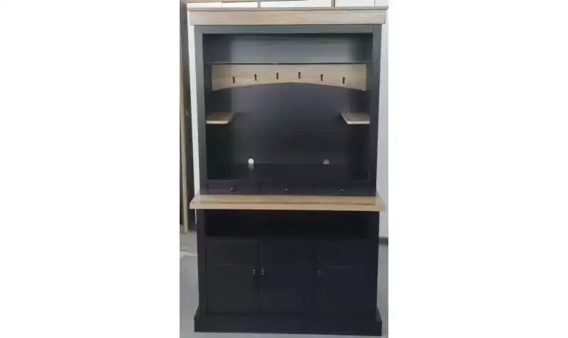 72-Inch Farmhouse Coffee Bar Hutch with LED Light, Microwave Stand, Glass Shelf, 6 Hooks and 3 Drawers
