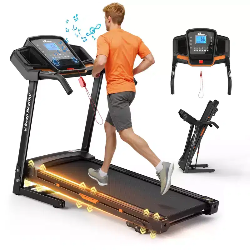 NAYSAYE Foldable Incline Treadmill, Walking Running Machine with Heart Rate Monitor & Cup Holder for Home Gym, Black, 50*26.4*46.5