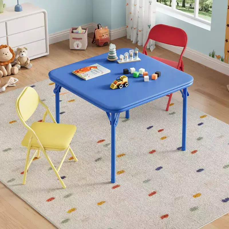 3 Piece Folding Kids Table and Chairs Set, Children Activity Table and Chairs Set for Dining Room, Daycare, Classrooms