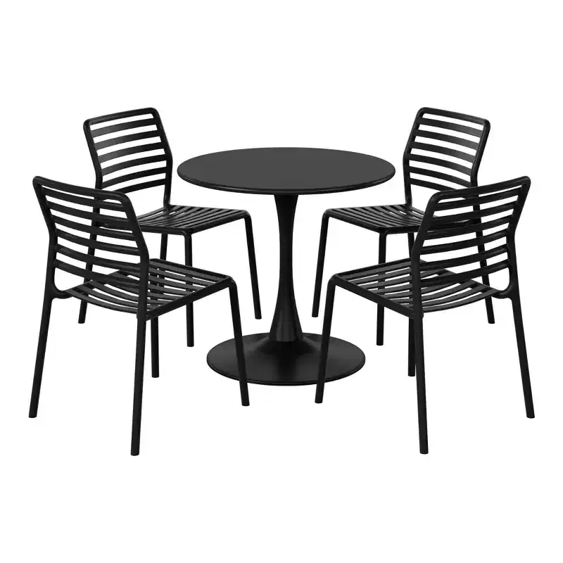 WestinTrends Playa 5-Piece Outdoor Indoor Metal Patio Dining Table Set With Stackable Plastic Patio Side Chairs