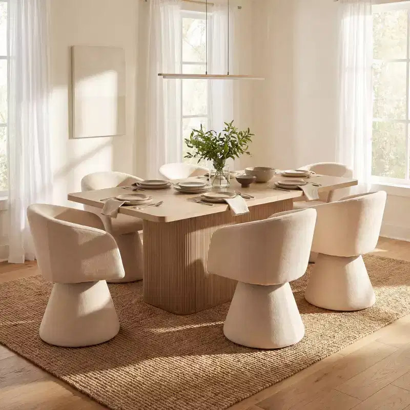 Christopher Knight Home Busaba Modern 7 Piece Wooden and Metal Dining Set with 180 Swivel Chairs