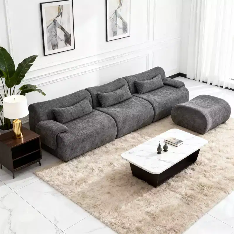GDFStudio Yugi Modern 117 3-Seater Boneless Sectional Sofa with Curved Armrests and Streamlined Design