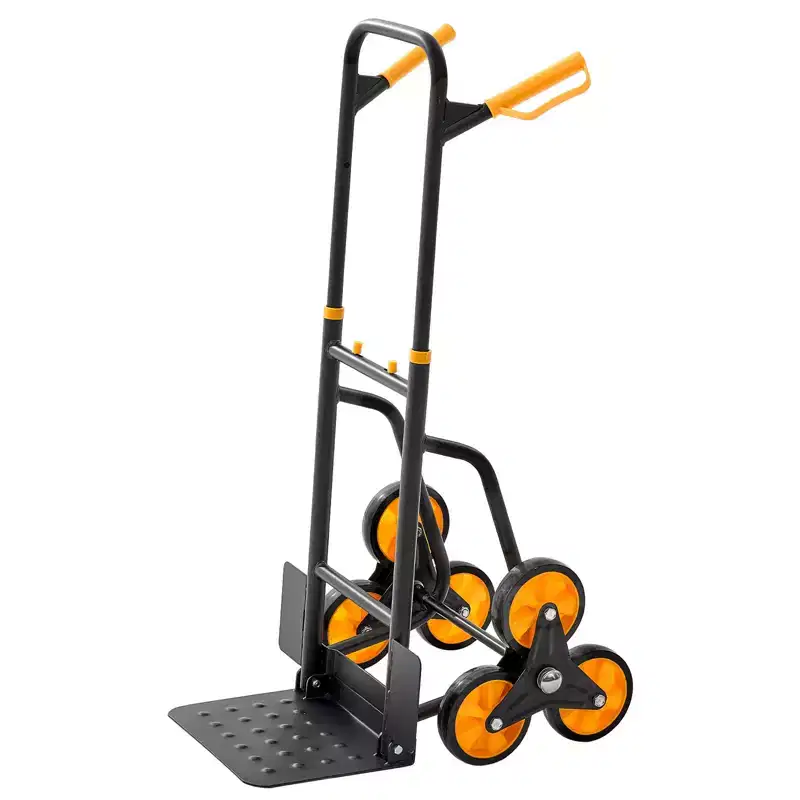 Stair Climbing Cart 440 lbs Capacity, Heavy-Duty Folding Trolley with Telescoping Handle, Black+Orange