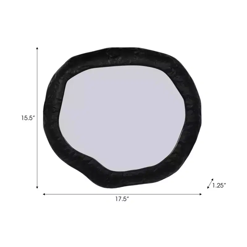 Modern Irregular Wall Mirror - Textured Frame - Glass & Metal - Contemporary Accent Mirror for Home, Office, Bedroom, Living Room - 1 Black
