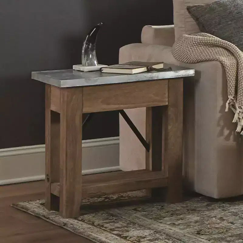 Millwork End Table with Shelf: Modern Industrial Style, Hardwood Frame - Alaterre Furniture