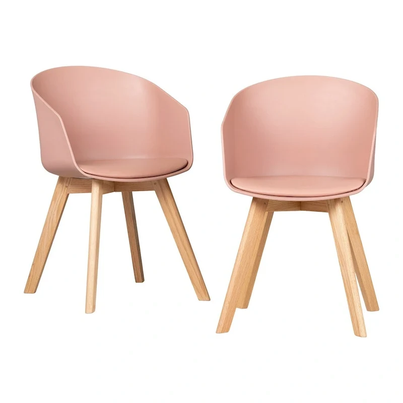 Set of 2 Dining Chairs with Wood Legs