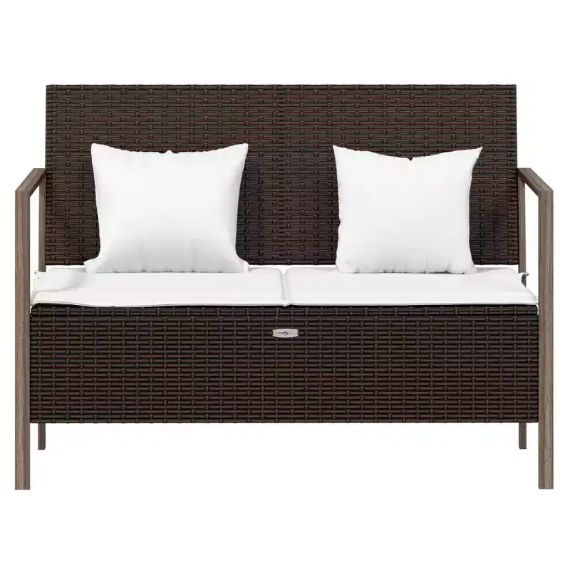 vidaXL Garden Bench Black PE rattan 2-Seater Garden Bench Rectangular