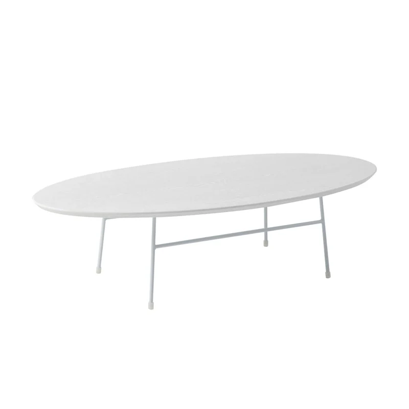Modern Oval Accent Coffee Table with Powder-Coated Steel Frame for Living Room, Bedroom & Home Office