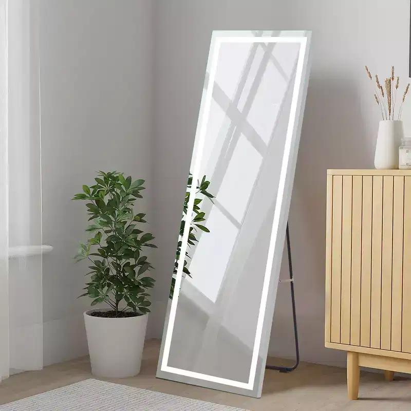 63 in. W x 16 in. H Rectangular LED Vanity Mirror with Lights, Silver