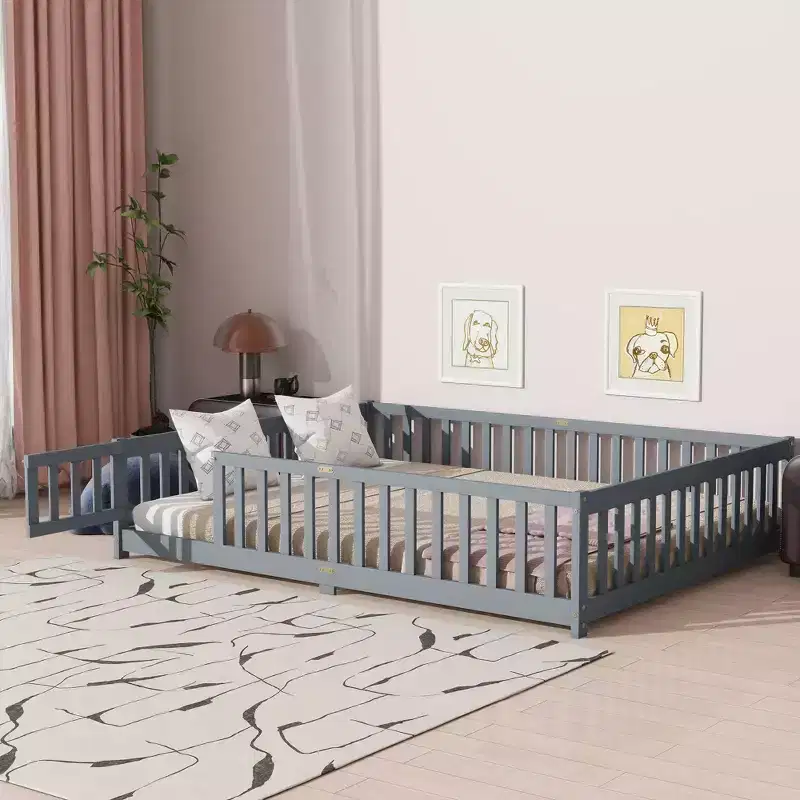 Full Size Upholstered Linen Bed Frame with Lumbar Support, Noise-Free Design