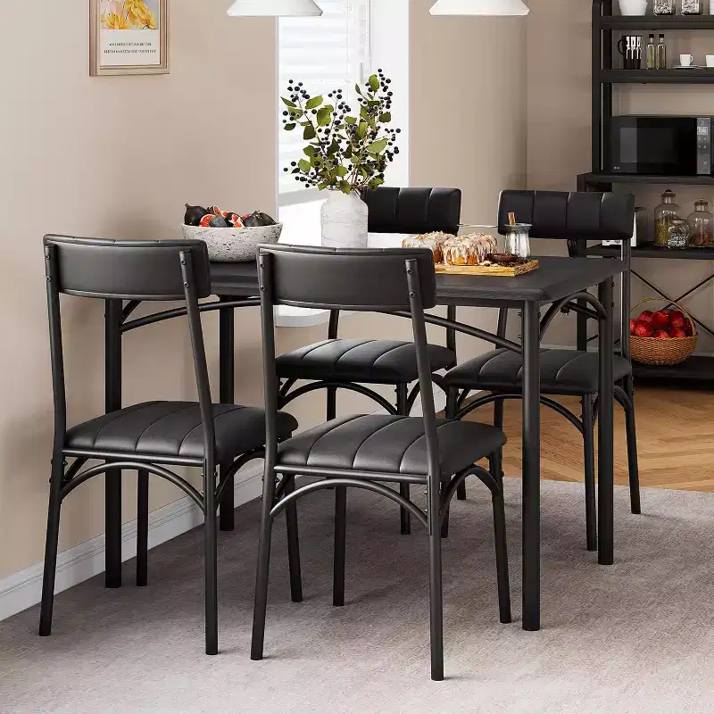 Dining Table for 4, Kitchen Table and Chairs, Dining Room Table w/4 Upholstered Chairs, Kitchen Table for Small Space, Apartment
