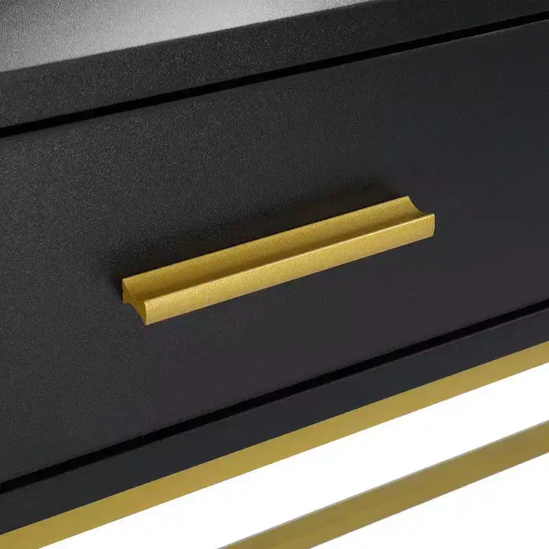 Black Particle Board Steel Shelf Two Drawers Three Shelves Three Tone Light Luxury Style Dressing Table Set