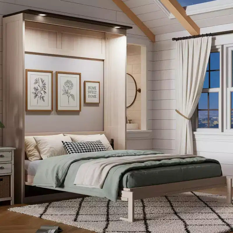 Polibi Queen Size Murphy Bed with Built-in LED Lights