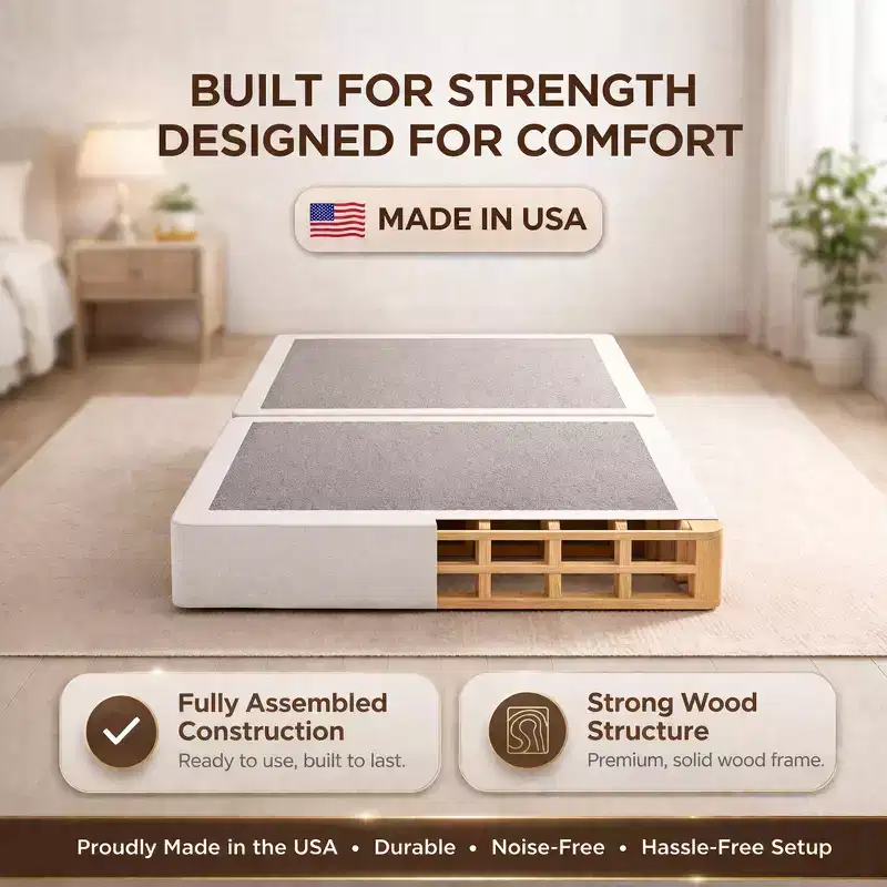 4-Inch Fully Assembled Wood Split Low Profile Traditional Box Spring/Foundation for Mattress