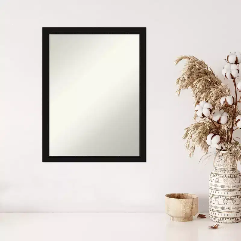 Black Narrow Frame Rectangle Wall Mirror, 1-Piece