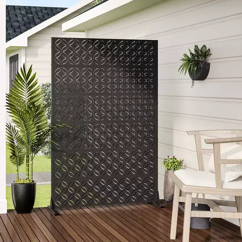 Copper Coin Type Galvanized Steel Screen Outdoor and Indoor Privacy Screen for Balcony, Black