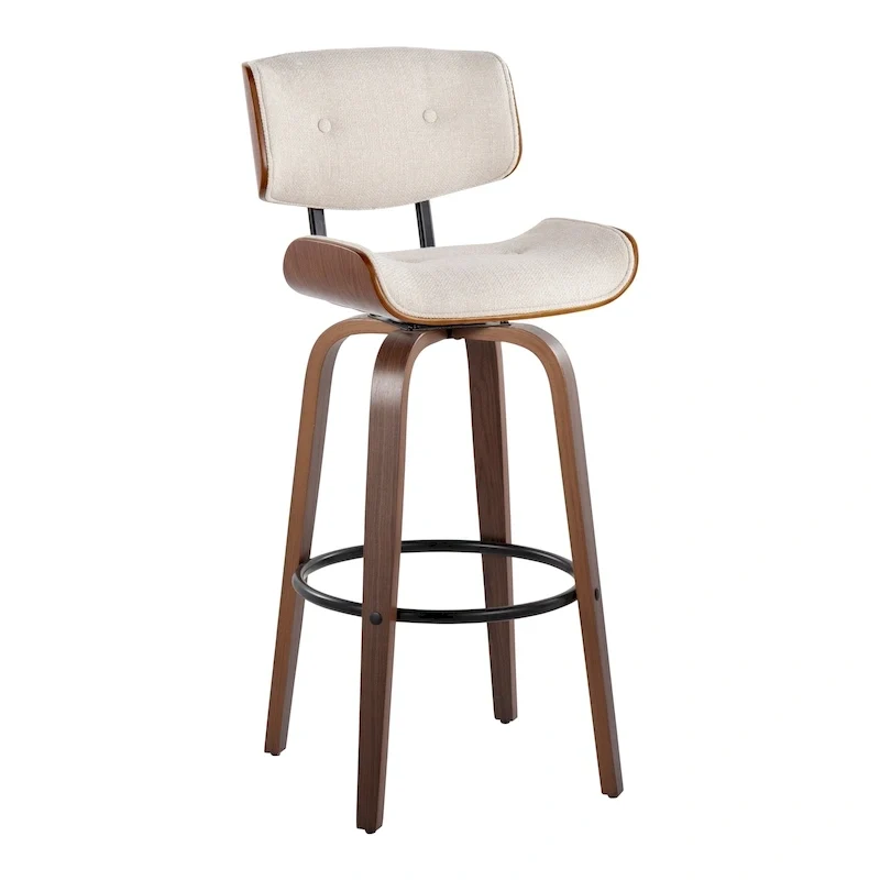 30 Fixed-Height Bar Stool with Bent Wood Legs (of 2)