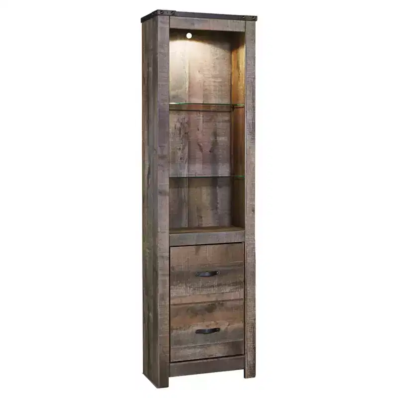 Rugged Industrial Bookcase with Metal Banding and Nailhead Accents