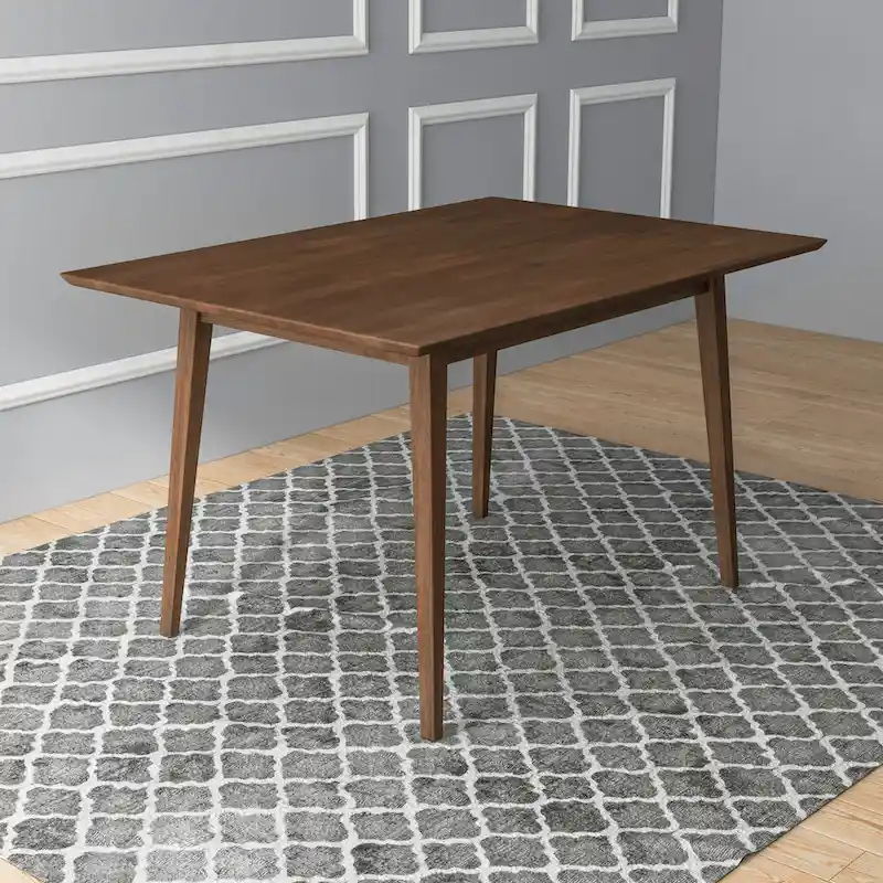 Alda Mid-Century Modern Rectangular Solid Wood Dining Table