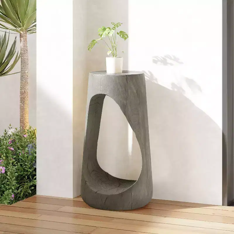 MAYEERTY 1 Pack Modern Hollow MGO End Table, Artistic Side Table for Living Room, Bedroom, Outdoor Patio