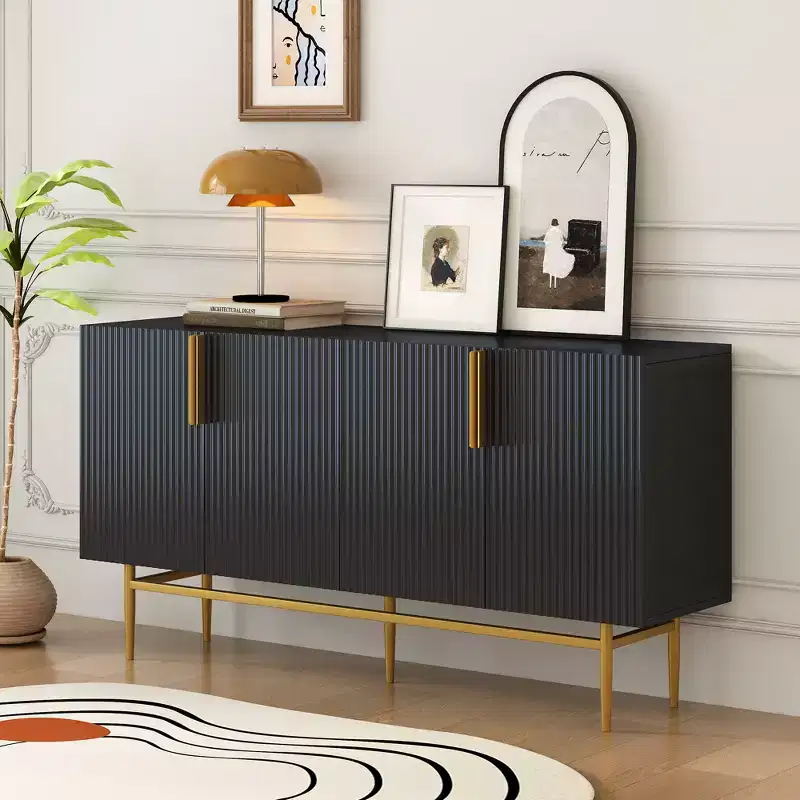 Modern Sideboard, Buffet Cabinet with Metal handles & Legs-ModernLuxe