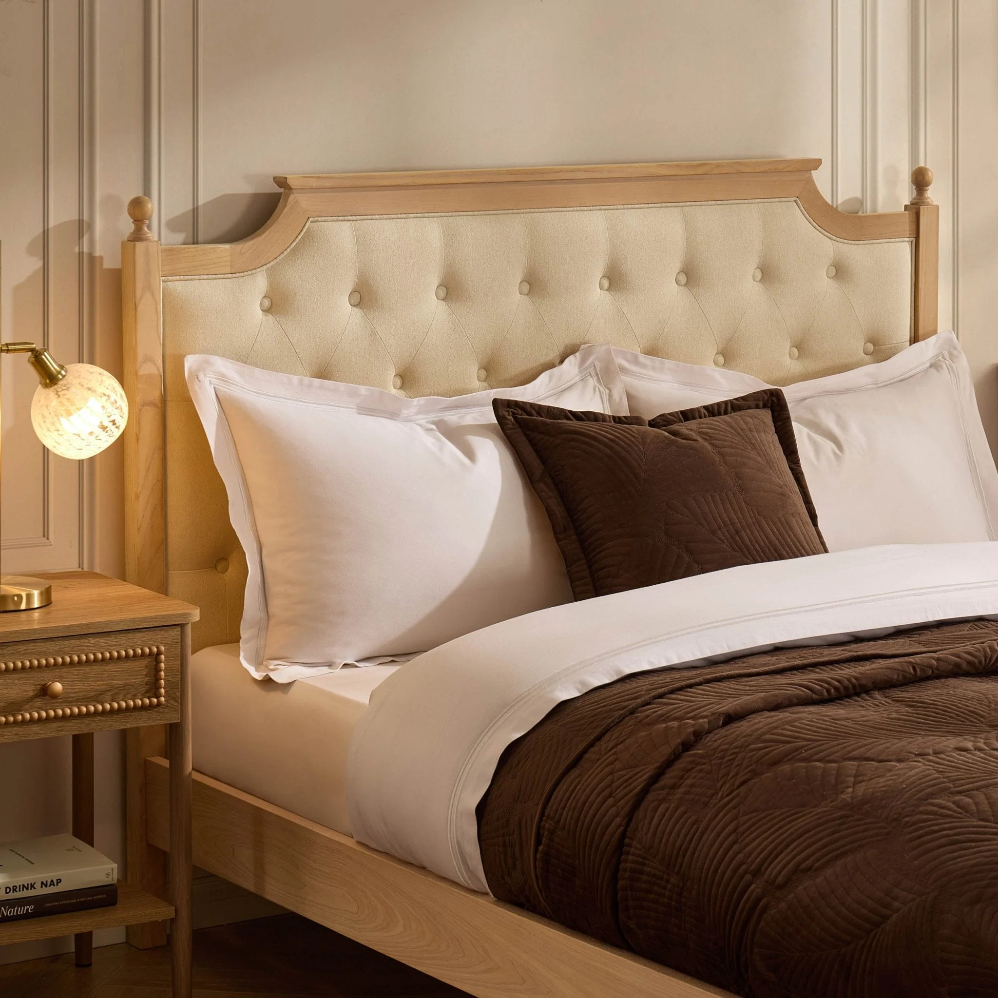 Bed Frame - Cream Linen
