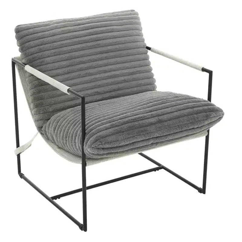 Sling Accent Chair with Metal Frame, Upholstered Living Room Chair with Foam Cushioning