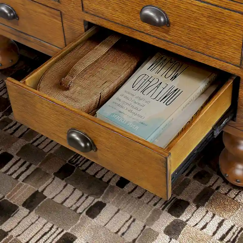Solid Wood Rectangle Coffee Table with 4 Drawers