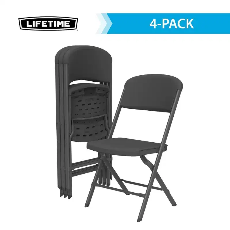 Commercial Grade Folding Chair with Bypass Frame, 4-Pack, Assorted Colors