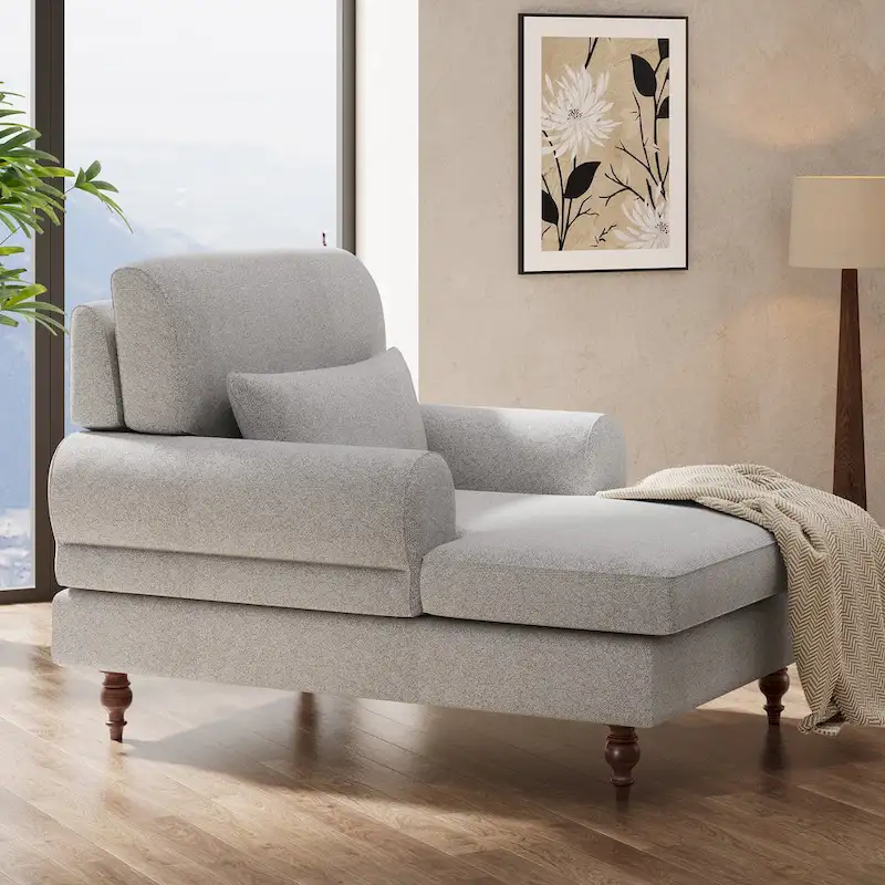 Chaise Lounge Chair with Adjustable Backrest, Indoor Modern Oversized Comfy Chair