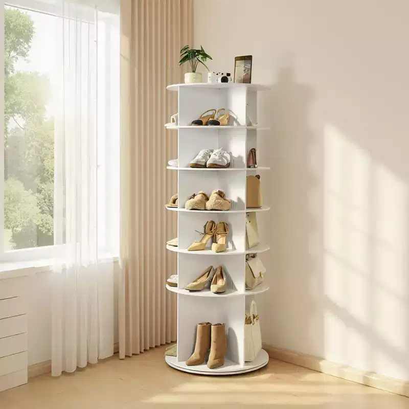 VEVOR 6Tiers Rotating Shoe Rack Tower,360Spinning Shoe Rack, Revolving Storage Round Carousel Display,Freestanding Lazy Susan Organizer Display,White