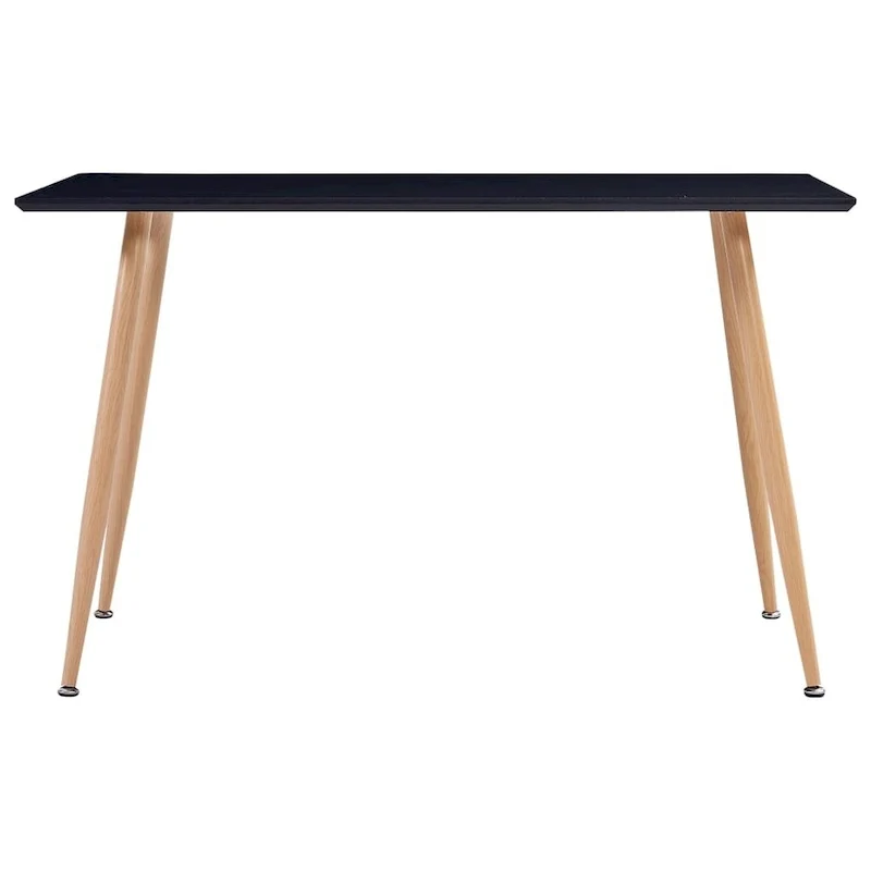 Black & Oak 6-Person Dining Table, MDF Top with Steel Legs
