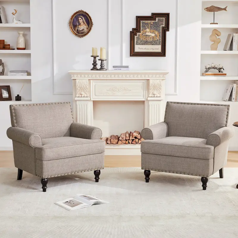 Huimo Modern Nailhead Accent Chair Arm Chairs Set of 2