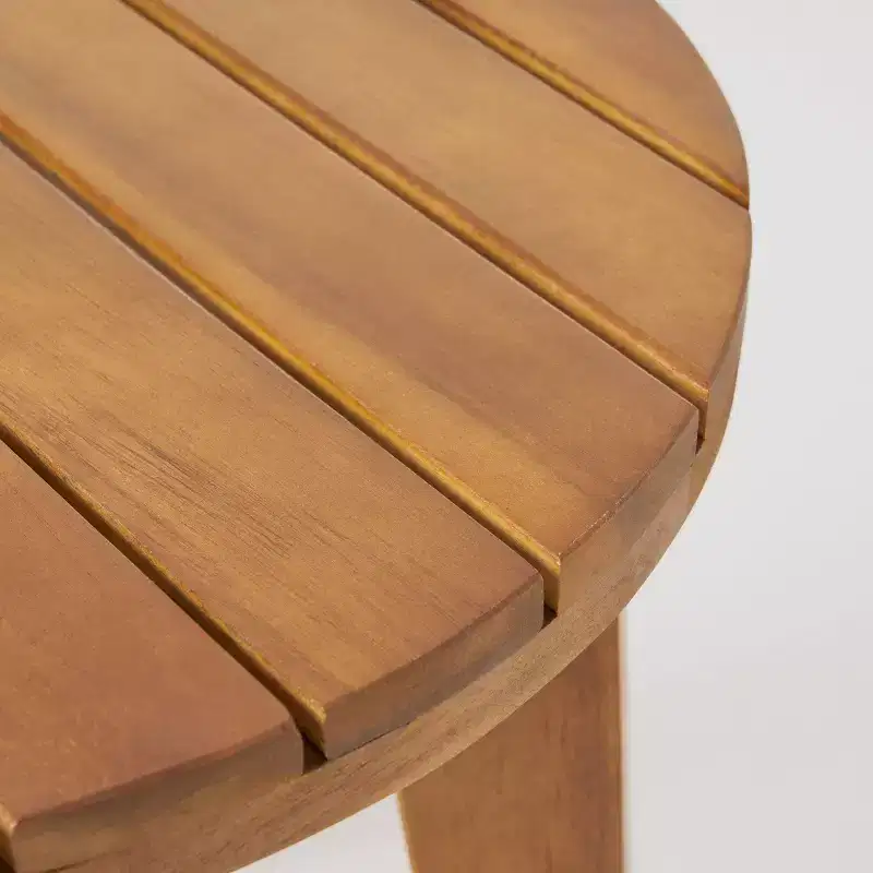 Chilian 2pc Acacia Wood Chair and Table Set - Teak/White - Christopher Knight Home: Weather-Resistant, with Cushions