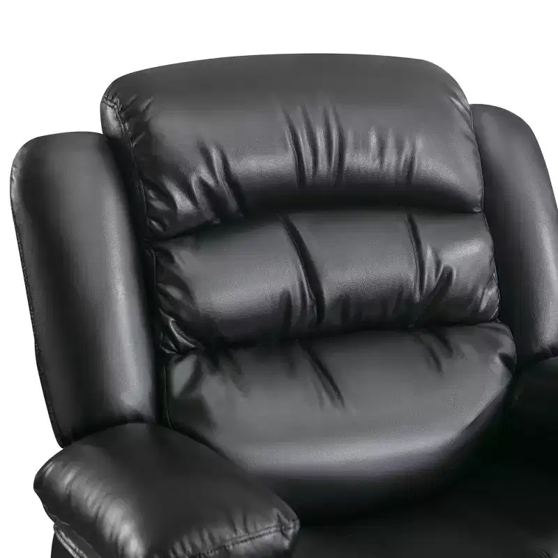 AndMakers 39.76 in. W Leather Recliner with Rocking, Remote Control, Tufted and Storage