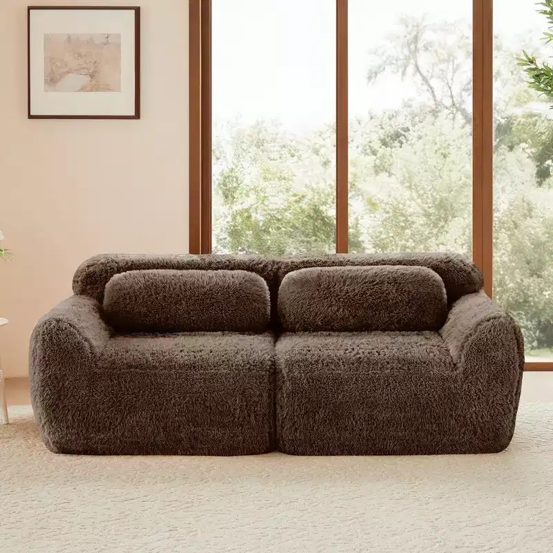 2-seater Modular Sofa,Soft Plush Fabric Anti-Slip Bottom,32D HD Sponge,No Assembly,Ergonomic Design,With Throw Pillows for Living Rooms